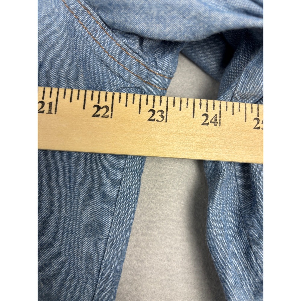 Wrangler Western Pearl Snap Shirt Blue Chambray Large Blue - Picture 7 of 9